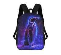 sinyumoney School Student Backpack Penguin Animal Space Children's School Backpack 3D Printed Fashion Travel Rucksacks Boy School Bag 17inch