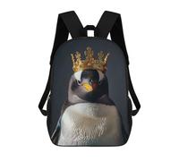 sinyumoney School Student Backpack Penguin King Children's School Backpack 3D Printed Fashion Travel Rucksacks Boy School Bag 17inch
