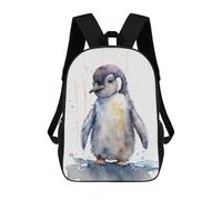 sinyumoney School Student Backpack Penguin Watercolor Art Children's School Backpack 3D Printed Fashion Travel Rucksacks Boy School Bag 17inch