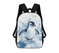 sinyumoney School Student Backpack Penguin Watercolor Painting Children's School Backpack 3D Printed Fashion Travel Rucksacks Boy School Bag 17inch