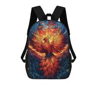 sinyumoney School Student Backpack Phoenix Stained Glass Art Children's School Backpack 3D Printed Fashion Travel Rucksacks Boy School Bag 17inch
