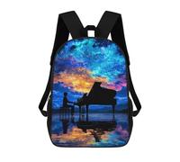 sinyumoney School Student Backpack Piano Under Starry Sky Children's School Backpack 3D Printed Fashion Travel Rucksacks Boy School Bag 17inch