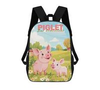 sinyumoney School Student Backpack Piglet Illustration Children's School Backpack 3D Printed Fashion Travel Rucksacks Boy School Bag 17inch