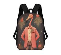 sinyumoney School Student Backpack Portrait Xmas Flamingo Children's School Backpack 3D Printed Fashion Travel Rucksacks Boy School Bag 17inch