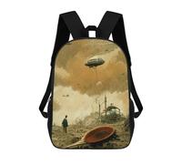sinyumoney School Student Backpack Post-Apocalyptic Skyship Children's School Backpack 3D Printed Fashion Travel Rucksacks Boy School Bag 17inch