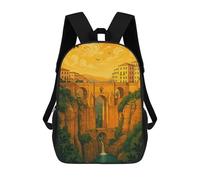 sinyumoney School Student Backpack Puente Nuevo Bridge in Ronda, Spain Children's School Backpack 3D Printed Fashion Travel Rucksacks Boy School Bag 17inch