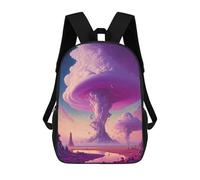 sinyumoney School Student Backpack Purple Mushroom Cloud Landscape Children's School Backpack 3D Printed Fashion Travel Rucksacks Boy School Bag 17inch