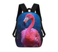 sinyumoney School Student Backpack Rainbow Flamingo in The Rain Children's School Backpack 3D Printed Fashion Travel Rucksacks Boy School Bag 17inch