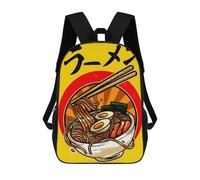 sinyumoney School Student Backpack Ramen Pho Children's School Backpack 3D Printed Fashion Travel Rucksacks Boy School Bag 17inch