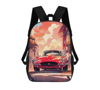 sinyumoney School Student Backpack Red Classic Car Sunset Children's School Backpack 3D Printed Fashion Travel Rucksacks Boy School Bag 17inch