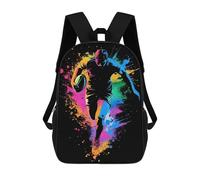 sinyumoney School Student Backpack Rugby Player Silhouette Children's School Backpack 3D Printed Fashion Travel Rucksacks Boy School Bag 17inch