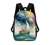 sinyumoney School Student Backpack Sailing Into The Sunset Children's School Backpack 3D Printed Fashion Travel Rucksacks Boy School Bag 17inch