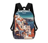 sinyumoney School Student Backpack Santorini Greece Children's School Backpack 3D Printed Fashion Travel Rucksacks Boy School Bag 17inch