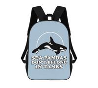 sinyumoney School Student Backpack Sea Pandas Children's School Backpack 3D Printed Fashion Travel Rucksacks Boy School Bag 17inch