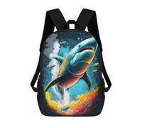 sinyumoney School Student Backpack Shark in Space Children's School Backpack 3D Printed Fashion Travel Rucksacks Boy School Bag 17inch