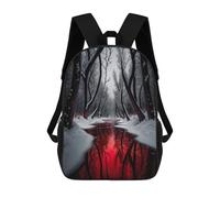 sinyumoney School Student Backpack Snowy Forest with Red Reflection Children's School Backpack 3D Printed Fashion Travel Rucksacks Boy School Bag 17inch