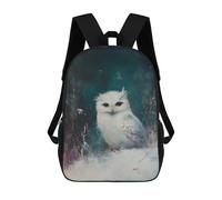 sinyumoney School Student Backpack Snowy Owl Painting Children's School Backpack 3D Printed Fashion Travel Rucksacks Boy School Bag 17inch
