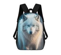 sinyumoney School Student Backpack Snowy Wolf Portrait Children's School Backpack 3D Printed Fashion Travel Rucksacks Boy School Bag 17inch