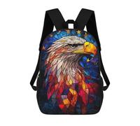 sinyumoney School Student Backpack Stained Glass Eagle Children's School Backpack 3D Printed Fashion Travel Rucksacks Boy School Bag 17inch