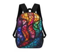 sinyumoney School Student Backpack Stained Glass Net Children's School Backpack 3D Printed Fashion Travel Rucksacks Boy School Bag 17inch