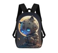 sinyumoney School Student Backpack Steampunk Cat in Space-3 Children's School Backpack 3D Printed Fashion Travel Rucksacks Boy School Bag 17inch