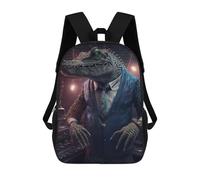 sinyumoney School Student Backpack Stylish Crocodile DJ in Suit Children's School Backpack 3D Printed Fashion Travel Rucksacks Boy School Bag 17inch