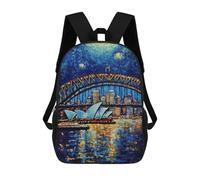 sinyumoney School Student Backpack Sydney Opera House Night Children's School Backpack 3D Printed Fashion Travel Rucksacks Boy School Bag 17inch