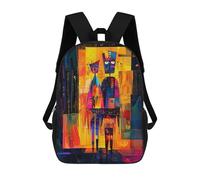 sinyumoney School Student Backpack The Arnolfini Portrait - Geometric Abstract Expressionism Children's School Backpack 3D Printed Fashion Travel Rucksacks Boy School Bag 17inch
