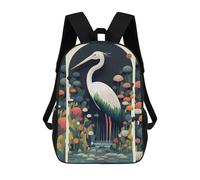 sinyumoney School Student Backpack The Elegant Crane Children's School Backpack 3D Printed Fashion Travel Rucksacks Boy School Bag 17inch