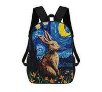 sinyumoney School Student Backpack The Starry Night Rabbit Children's School Backpack 3D Printed Fashion Travel Rucksacks Boy School Bag 17inch