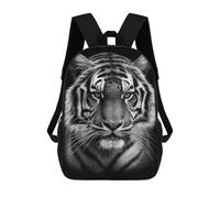 sinyumoney School Student Backpack Tiger Face Black And White Children's School Backpack 3D Printed Fashion Travel Rucksacks Boy School Bag 17inch