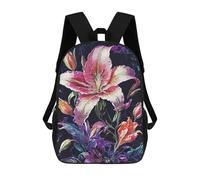 sinyumoney School Student Backpack Tiger Lily Children's School Backpack 3D Printed Fashion Travel Rucksacks Boy School Bag 17inch