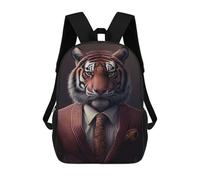 sinyumoney School Student Backpack Tiger Suit Animal Children's School Backpack 3D Printed Fashion Travel Rucksacks Boy School Bag 17inch