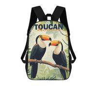sinyumoney School Student Backpack Toucan Illustration Children's School Backpack 3D Printed Fashion Travel Rucksacks Boy School Bag 17inch