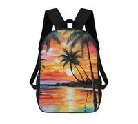sinyumoney School Student Backpack Tropical Beach Sunset Painting Children's School Backpack 3D Printed Fashion Travel Rucksacks Boy School Bag 17inch