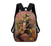 sinyumoney School Student Backpack Tuxedo Lizard Guitarist Children's School Backpack 3D Printed Fashion Travel Rucksacks Boy School Bag 17inch