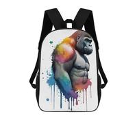 sinyumoney School Student Backpack Watercolor Gorilla Children's School Backpack 3D Printed Fashion Travel Rucksacks Boy School Bag 17inch