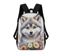 sinyumoney School Student Backpack Watercolor Husky Painting Children's School Backpack 3D Printed Fashion Travel Rucksacks Boy School Bag 17inch