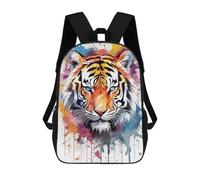 sinyumoney School Student Backpack Watercolor Tiger Children's School Backpack 3D Printed Fashion Travel Rucksacks Boy School Bag 17inch