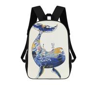 sinyumoney School Student Backpack Whale Illustration with Ship And Waves Children's School Backpack 3D Printed Fashion Travel Rucksacks Boy School Bag 17inch