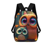sinyumoney School Student Backpack Whimsical Owl Duo in Autumn Forest Children's School Backpack 3D Printed Fashion Travel Rucksacks Boy School Bag 17inch