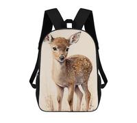 sinyumoney School Student Backpack Whispering Woods Fawn's First Steps Children's School Backpack 3D Printed Fashion Travel Rucksacks Boy School Bag 17inch