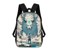 sinyumoney School Student Backpack White Lion Spirit Children's School Backpack 3D Printed Fashion Travel Rucksacks Boy School Bag 17inch