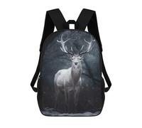 sinyumoney School Student Backpack White Mythical Deer Children's School Backpack 3D Printed Fashion Travel Rucksacks Boy School Bag 17inch