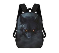 sinyumoney School Student Backpack Wild Black Wolf Halloween Children's School Backpack 3D Printed Fashion Travel Rucksacks Boy School Bag 17inch