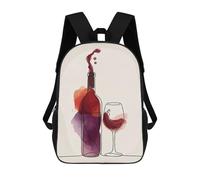 sinyumoney School Student Backpack Wine Bottle And Glass Illustration Children's School Backpack 3D Printed Fashion Travel Rucksacks Boy School Bag 17inch