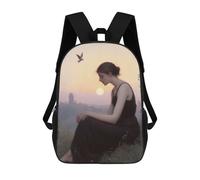 sinyumoney School Student Backpack Woman in Black Dress at Sunset Children's School Backpack 3D Printed Fashion Travel Rucksacks Boy School Bag 17inch