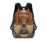 sinyumoney School Student Backpack Zebra in Bathroom Toilet Funny Children's School Backpack 3D Printed Fashion Travel Rucksacks Boy School Bag 17inch
