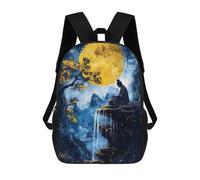 sinyumoney School Student Backpack Zen Meditation Under Full Moon Children's School Backpack 3D Printed Fashion Travel Rucksacks Boy School Bag 17inch