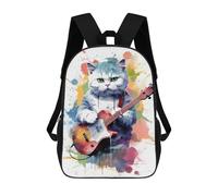 sinyumoney Scittish Fold Cat Guitars Children's Backpacks School Backpack 3D Printed for Kids Travel Rucksacks Book Bags Kids 17inch School Bag